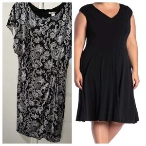 2 Stretch Jersey Knit Dresses White House Black Market Sz 12 & London Times PL